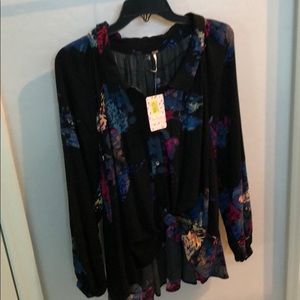 Free people XS black multi Top NWT